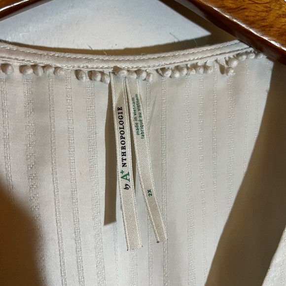 Anthropologie white boho puff sleeve blouse 2X - Picture 3 of 3